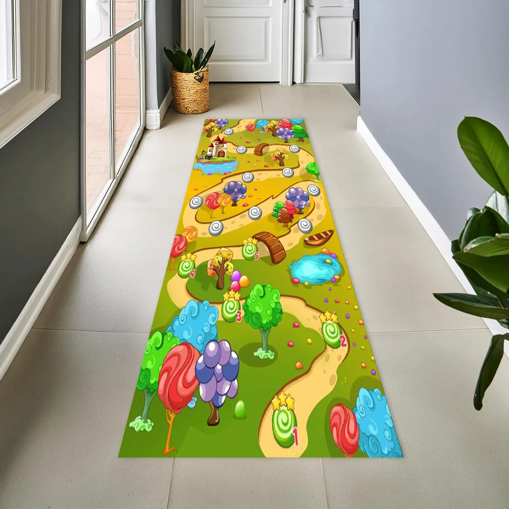 Commercial Road Printing - Cartoon Game Clearance Gedrukt Tapijt Wegbomen