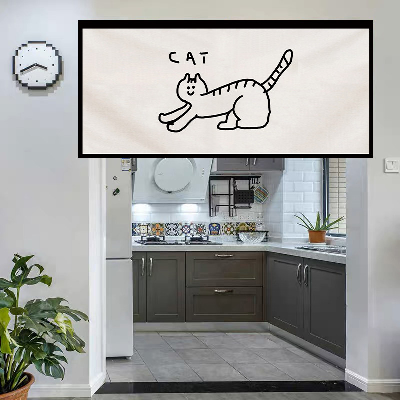 VIKAMA Minimal Line Cat Noren  - Commercial Printing Rates recensie en prijs